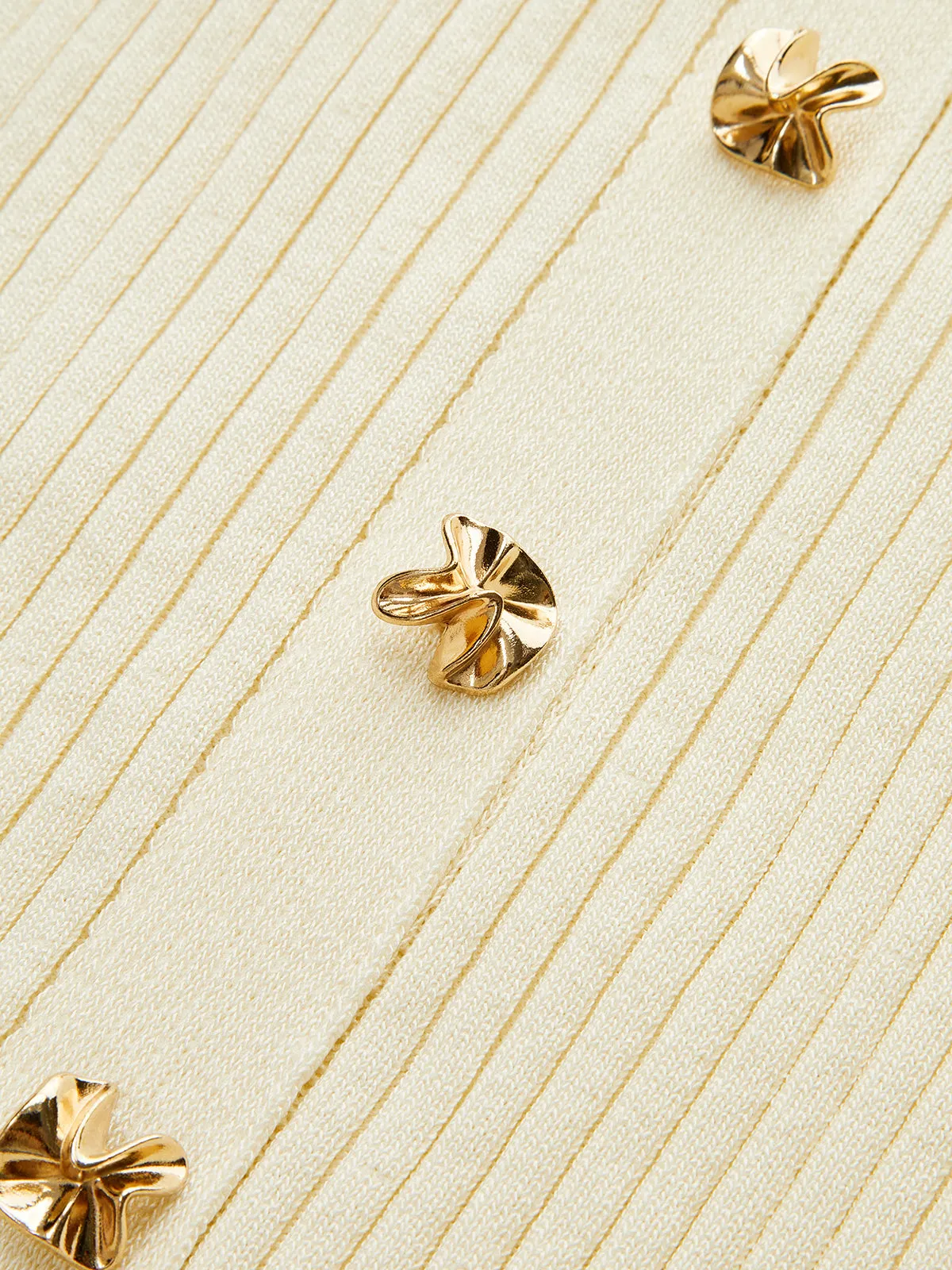 Metal Button Ribbed Knit Shirt Dress sold by COMMENSE product image thumbnail 2