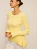 Asymmetric Hem Flare Sleeve Eyelet Sweater sold by COMMENSE