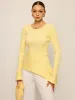 Asymmetric Hem Flare Sleeve Eyelet Sweater sold by COMMENSE