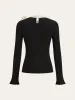 Bow Ribbed Flared Cuff Sweater sold by COMMENSE