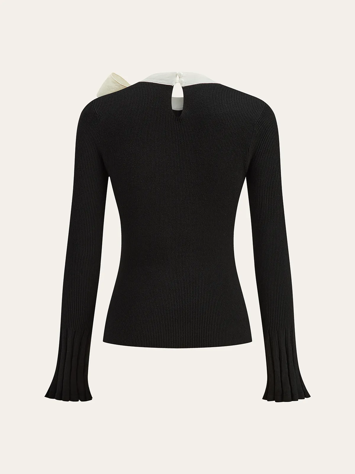 Bow Ribbed Flared Cuff Sweater sold by COMMENSE product image thumbnail 2