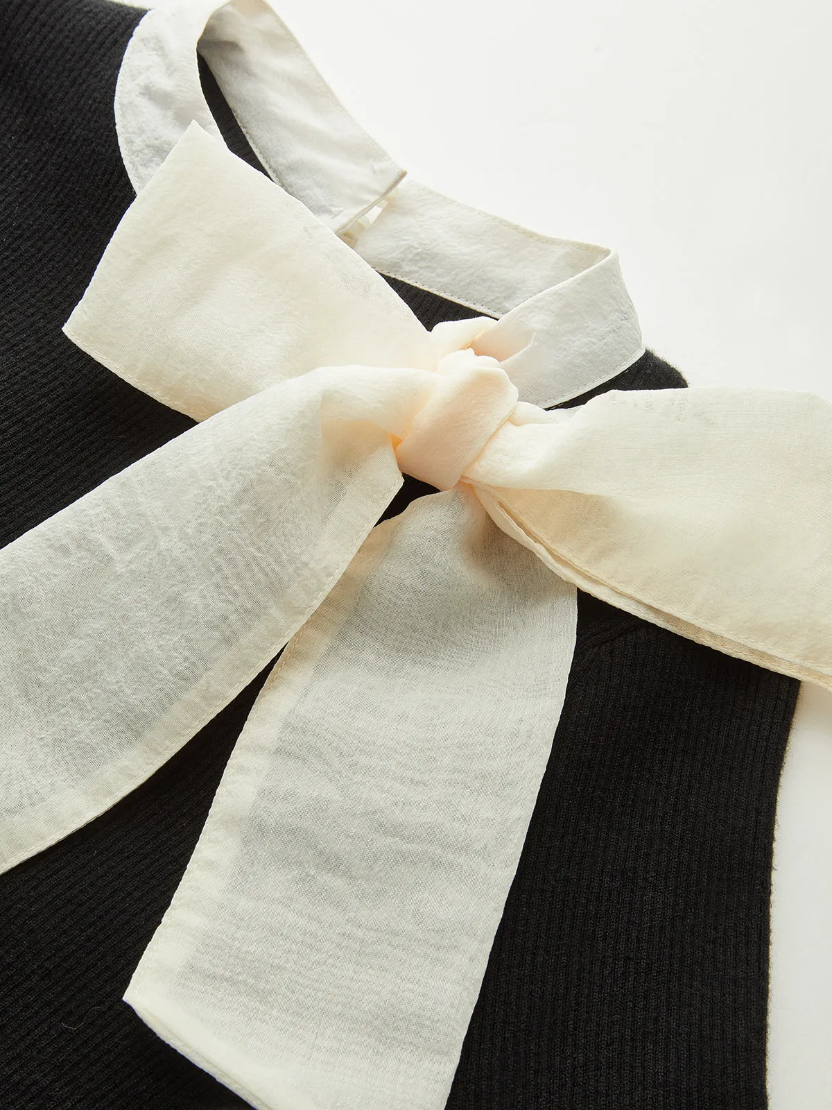 Bow Ribbed Flared Cuff Sweater sold by COMMENSE product image thumbnail 3