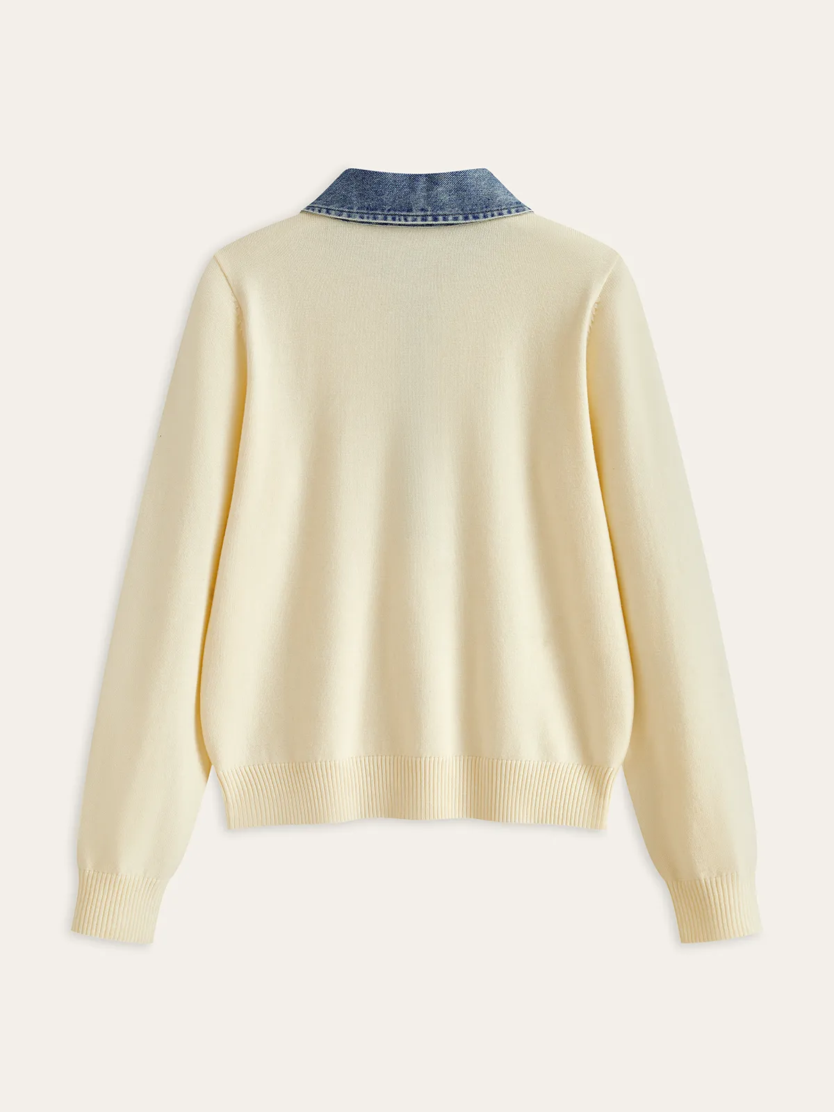 Denim Collar Wool Blend Knit Top sold by COMMENSE product image thumbnail 2