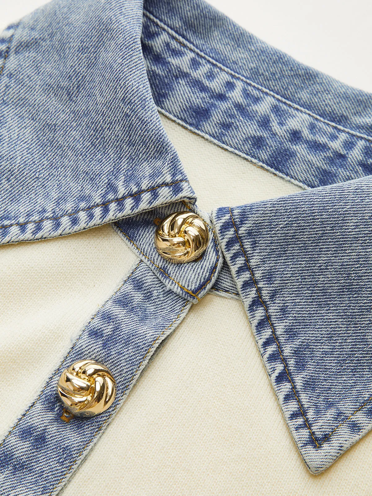 Denim Collar Wool Blend Knit Top sold by COMMENSE product image thumbnail 3