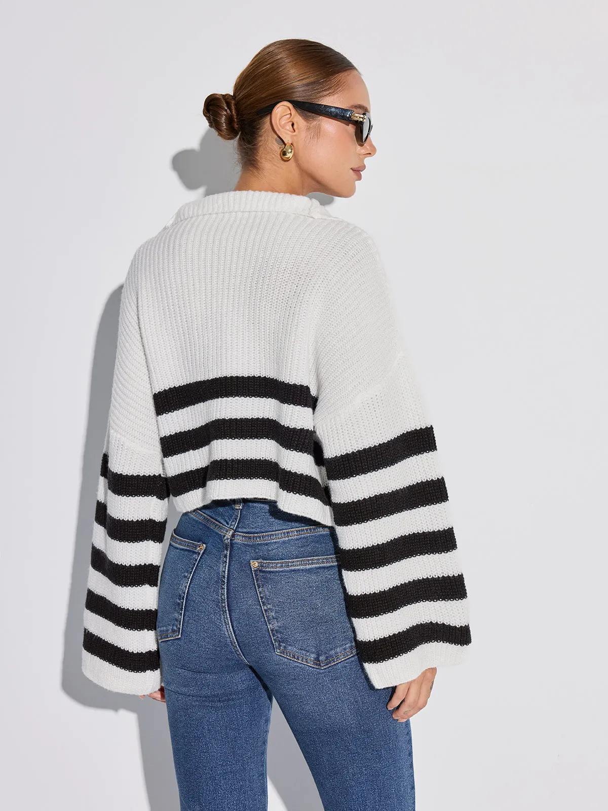 Half-Zip Striped Oversized Sweater sold by COMMENSE product image thumbnail 3