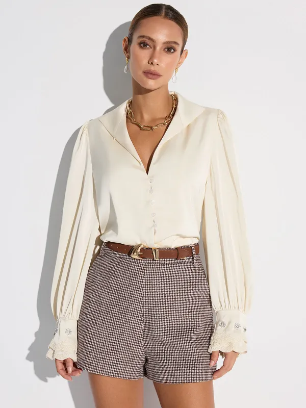 Puffed Sleeve Collar Shirt sold by COMMENSE