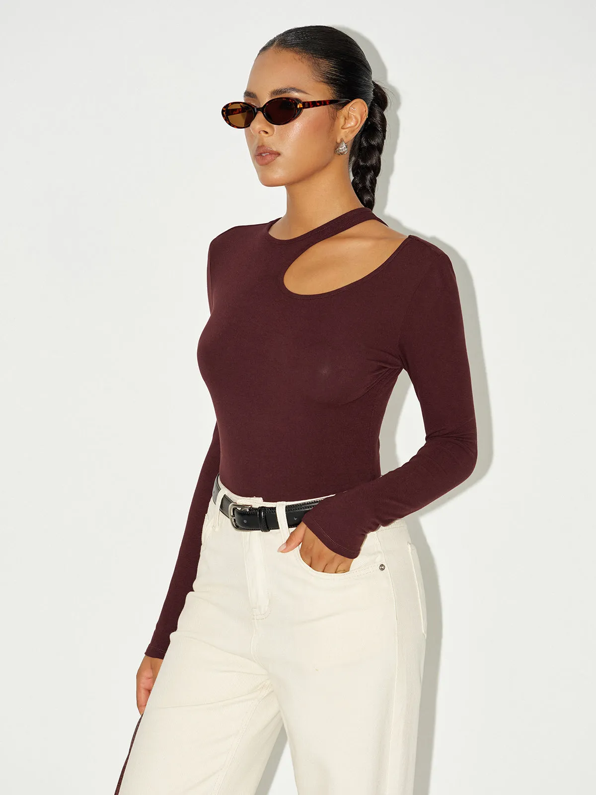 Long Sleeve Cut-Out Bodysuit sold by COMMENSE product image thumbnail 3