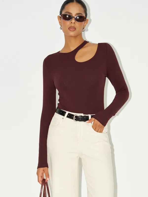 Long Sleeve Cut-Out Bodysuit sold by COMMENSE