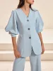 Puffed Sleeve V-Neck Blazer sold by COMMENSE