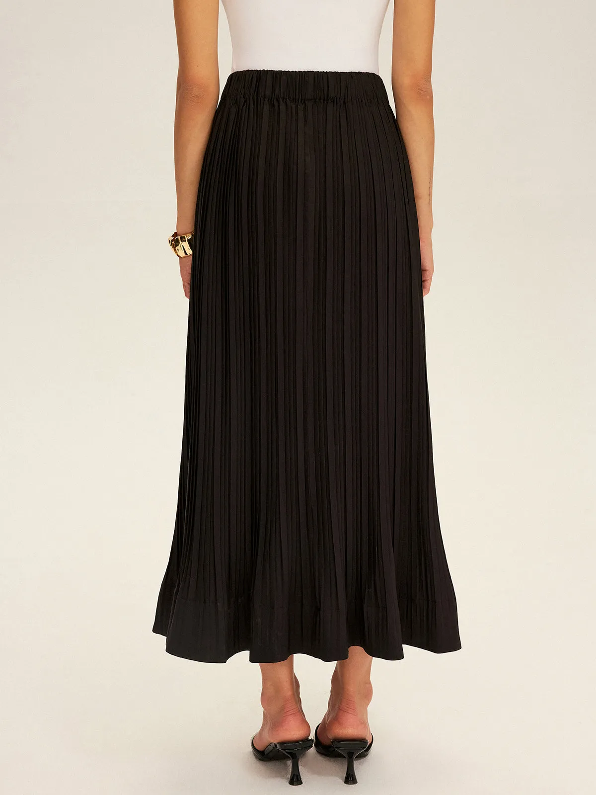 Pleated Elastic Waist Maxi Skirt sold by COMMENSE product image thumbnail 5