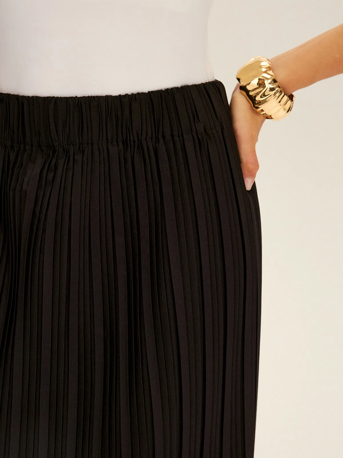 Pleated Elastic Waist Maxi Skirt sold by COMMENSE product image thumbnail 4