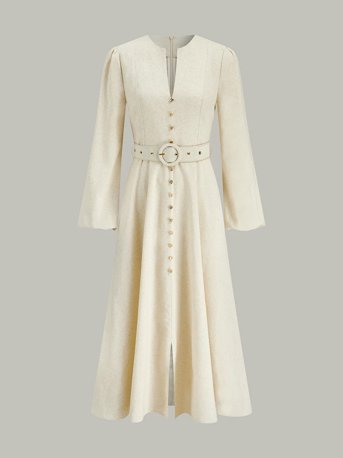 Button Front Belted Midi Dress sold by COMMENSE product image thumbnail 2