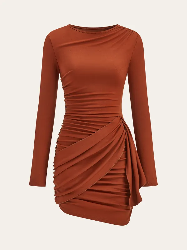 Ruched Long Sleeve Bodycon Dress sold by COMMENSE