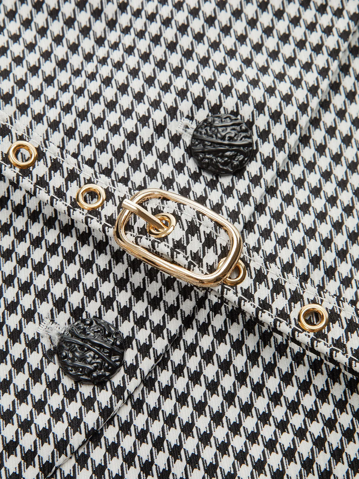 Houndstooth Belted Collar Vest sold by COMMENSE product image thumbnail 4