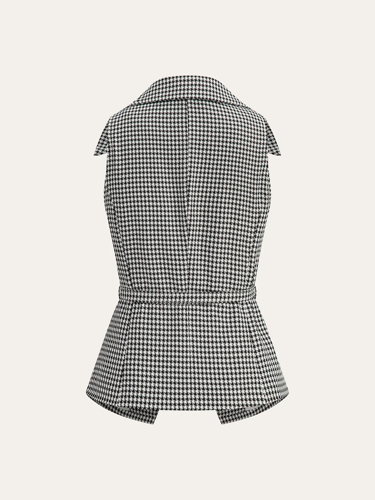 Houndstooth Belted Collar Vest sold by COMMENSE product image thumbnail 2