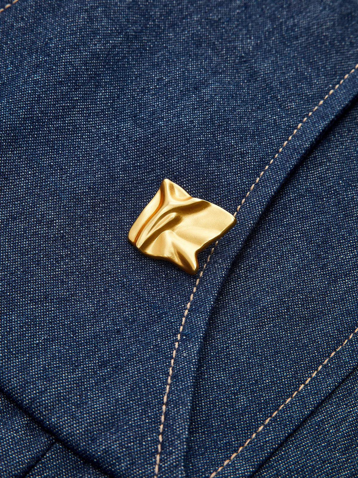 Metal Detail Denim Pleated Sleeveless Dress sold by COMMENSE product image thumbnail 3