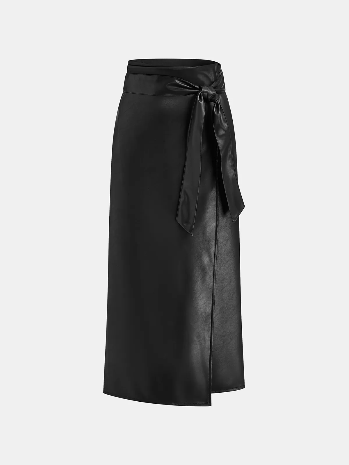 PU Leather Bow Wrap Skirt sold by COMMENSE