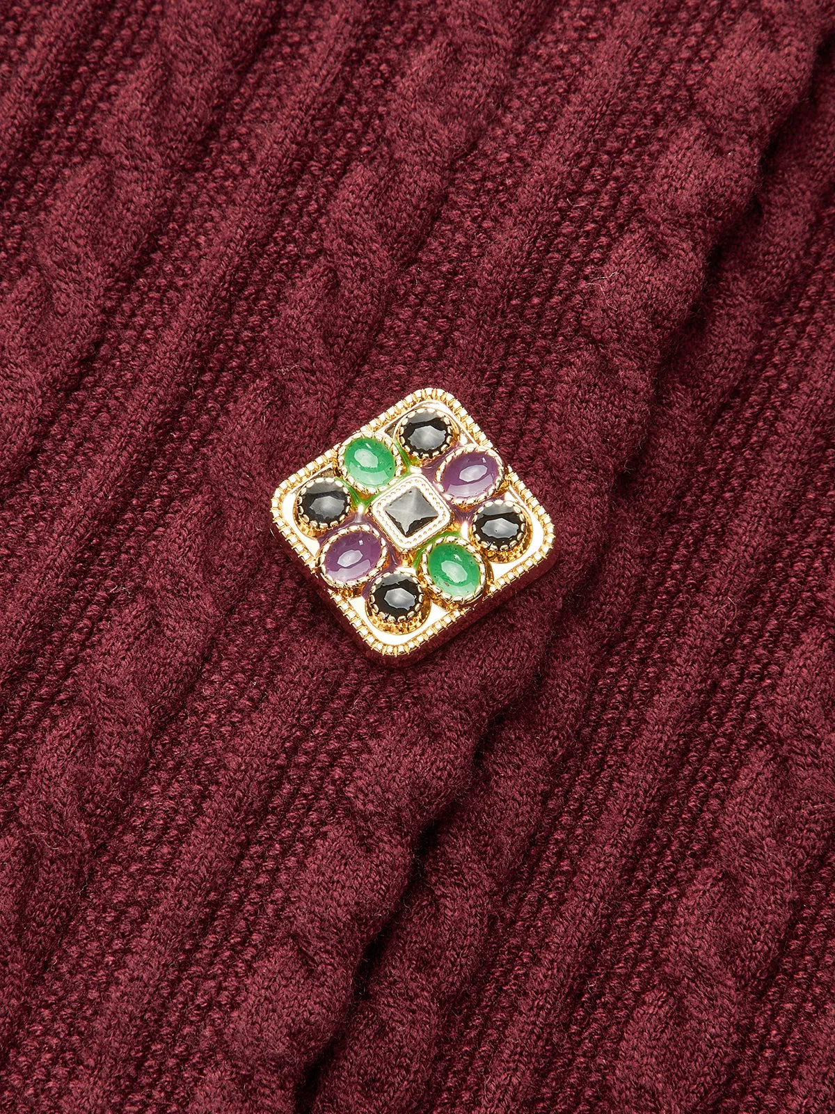 Metal Detail Cable Knit Cardigan sold by COMMENSE product image thumbnail 3