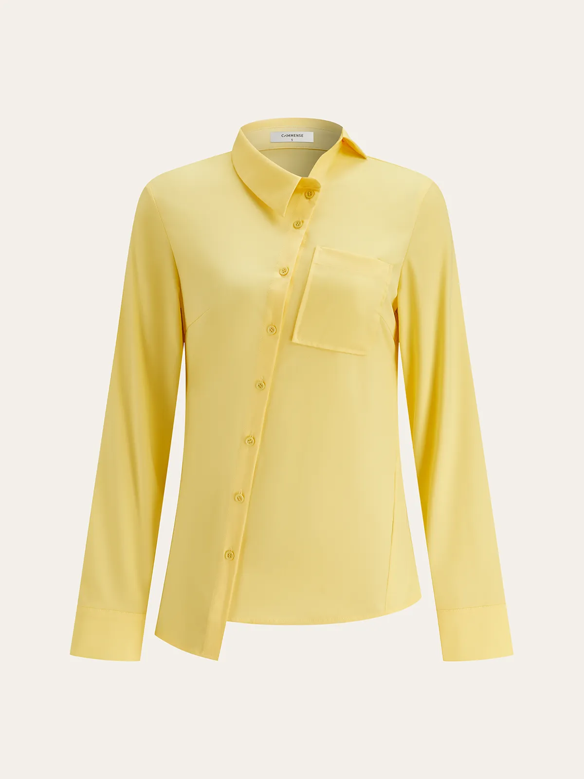 Asymmetric Collared Long Sleeve Shirt sold by COMMENSE