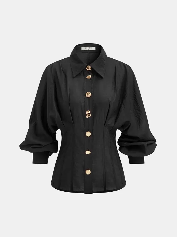 Irregular Metal Button Shirt sold by COMMENSE