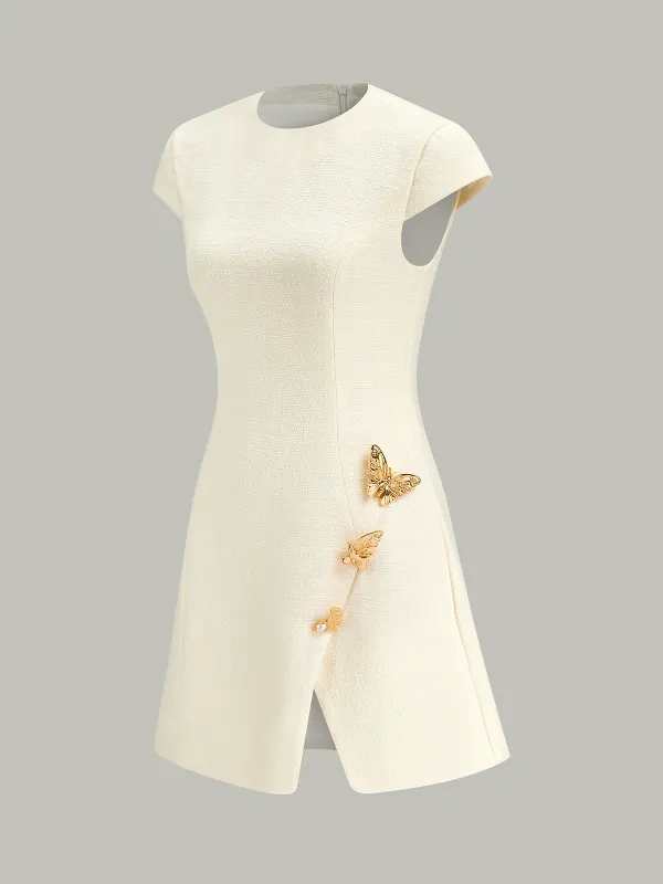 Butterfly Embellished Cap Sleeve Dress sold by COMMENSE