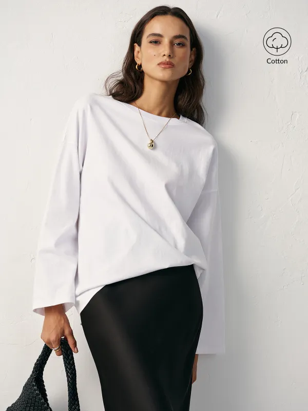 Long Sleeve Cotton T-Shirt sold by COMMENSE