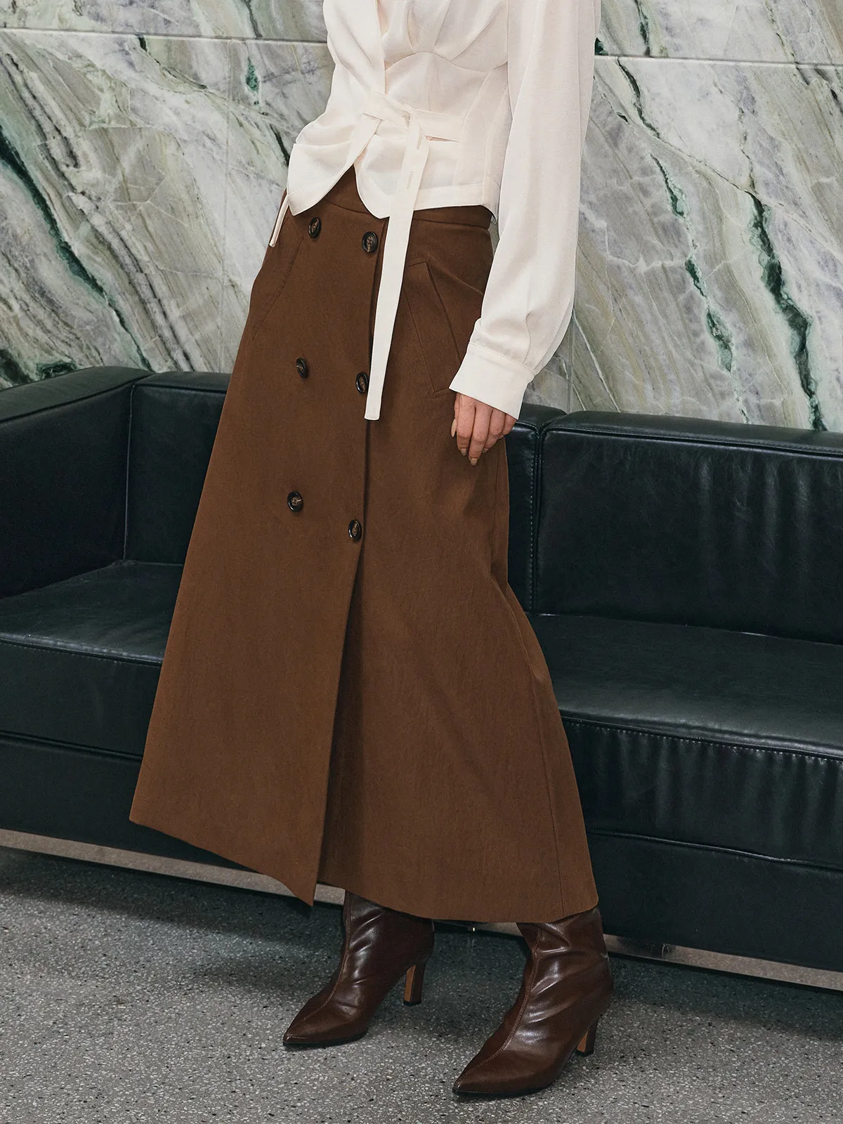 Double Breasted Maxi Skirt sold by COMMENSE product image thumbnail 2