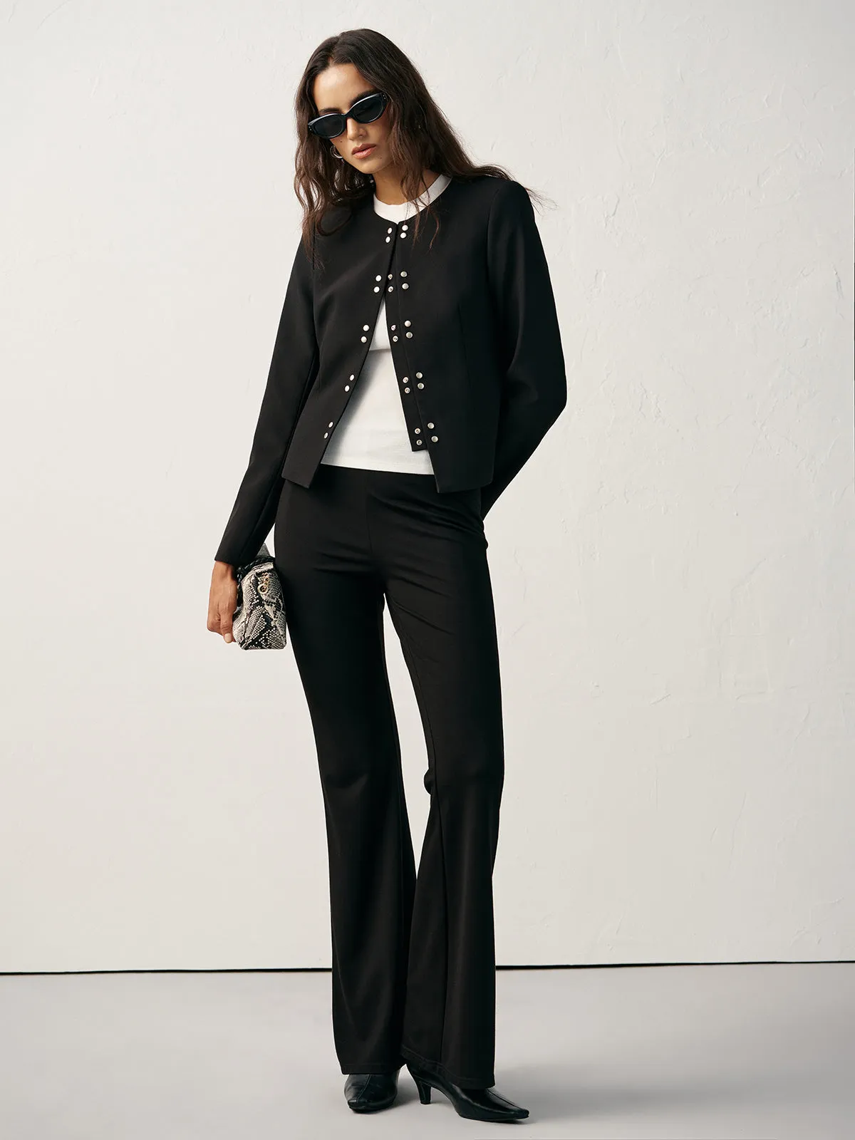 Round Neck Double-Breasted Blazer sold by COMMENSE product image thumbnail 3