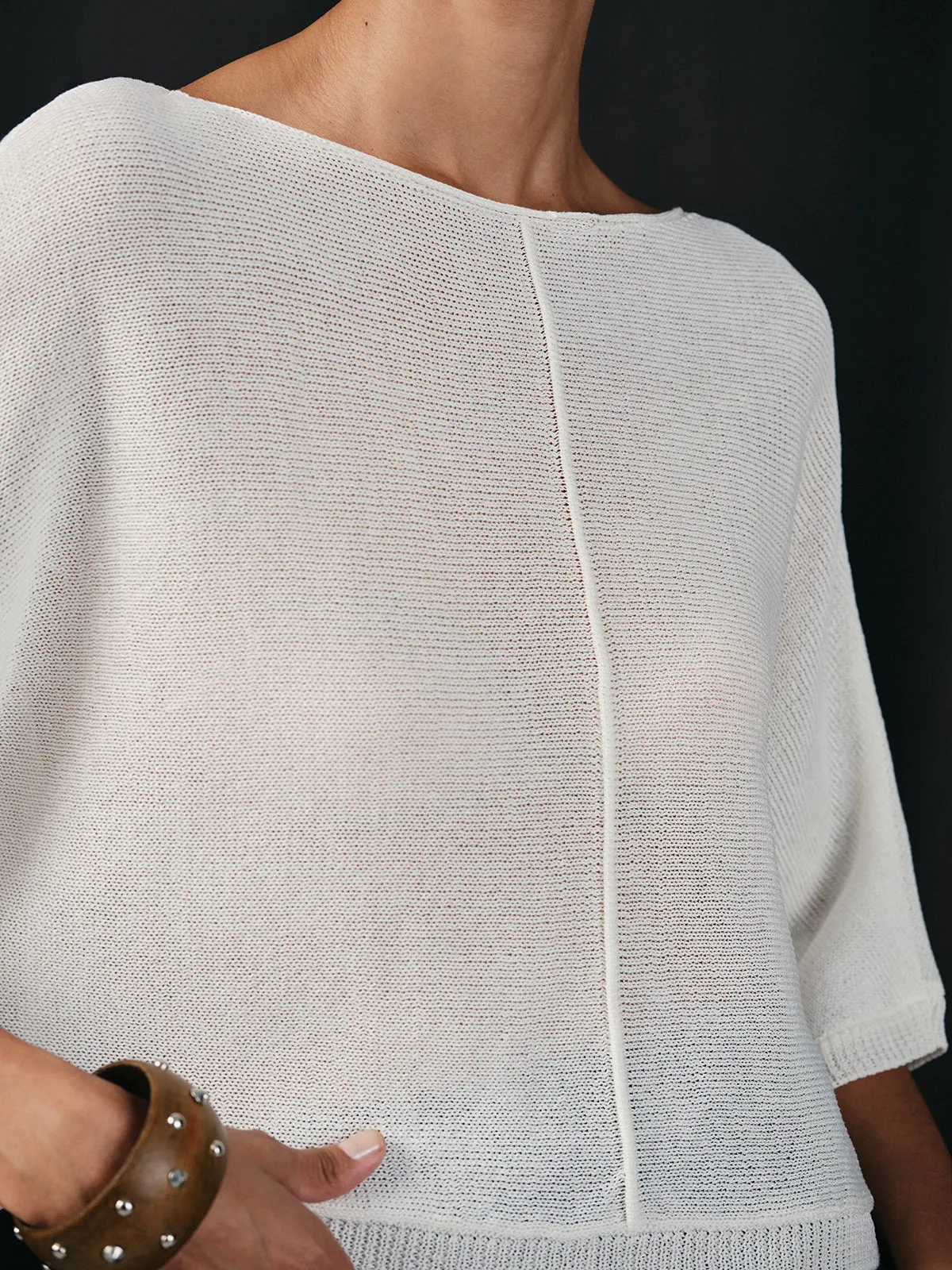 Semi-Sheer Batwing Sweater sold by COMMENSE product image thumbnail 2