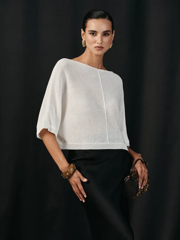 Semi-Sheer Batwing Sweater sold by COMMENSE