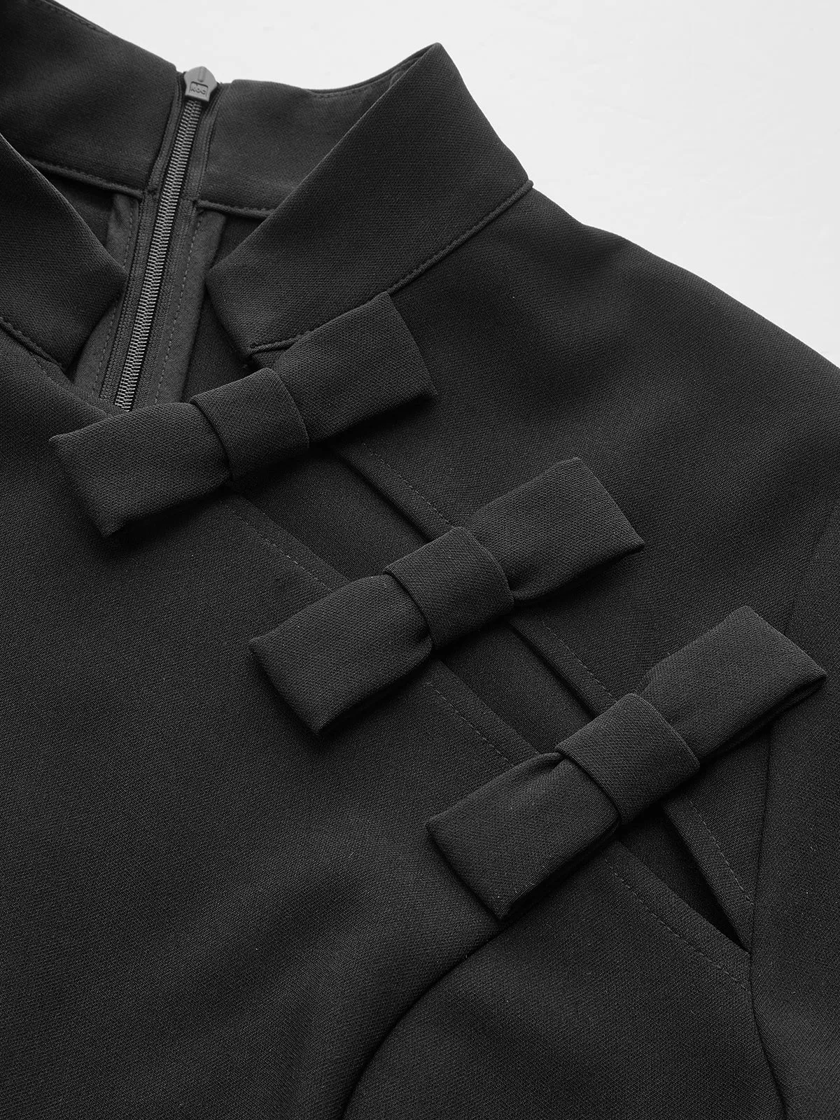 Bow Cut-Out Stand Collar Short Sleeve Dress sold by COMMENSE product image thumbnail 4