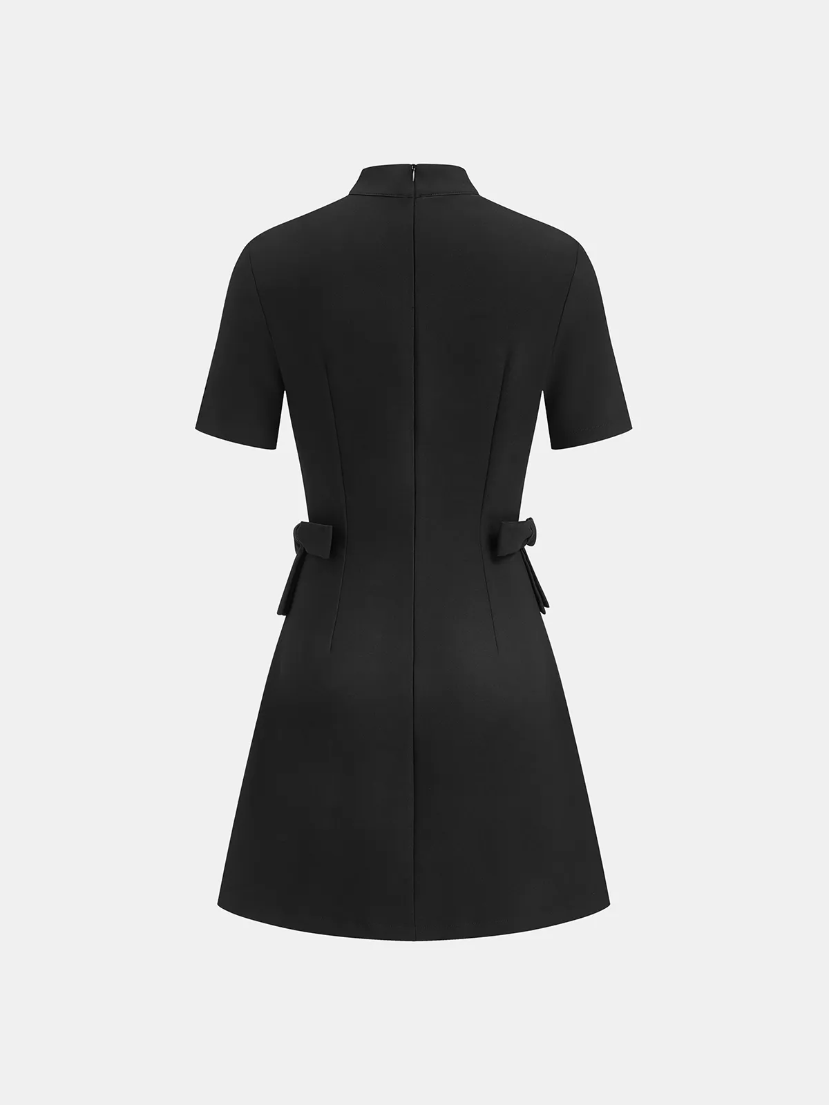Bow Cut-Out Stand Collar Short Sleeve Dress sold by COMMENSE product image thumbnail 3