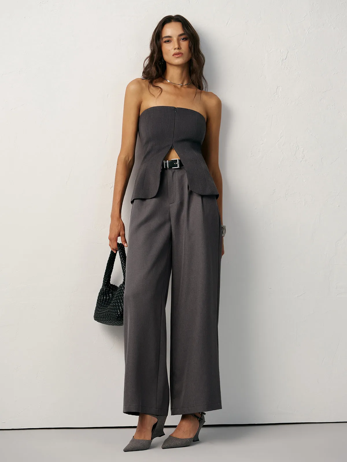 Strapless Zipper Cut-Out Tank Top sold by COMMENSE product image thumbnail 2