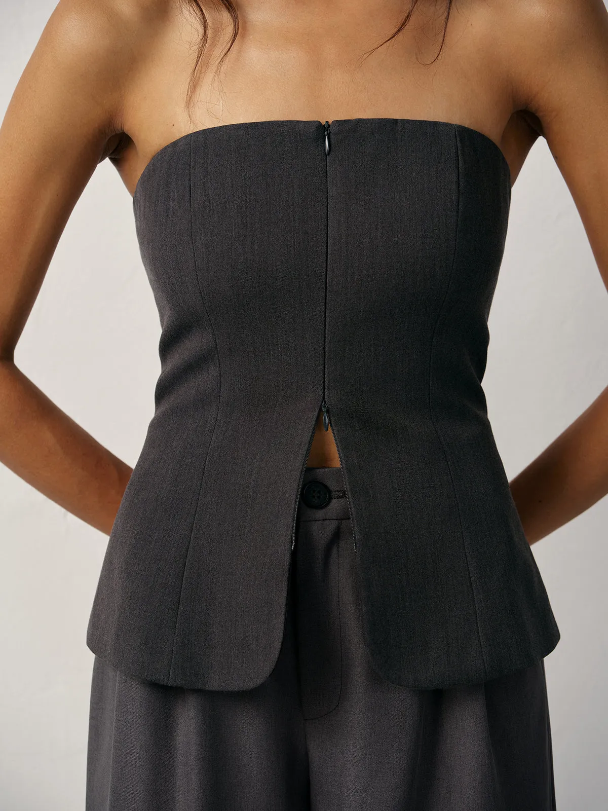 Strapless Zipper Cut-Out Tank Top sold by COMMENSE product image thumbnail 4