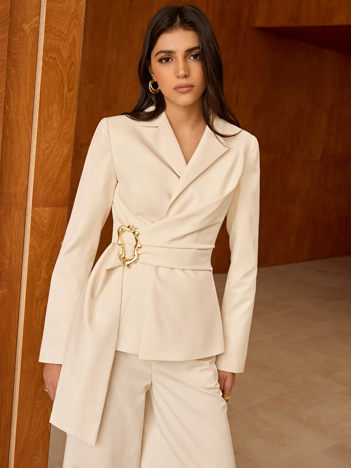 Asymmetric Belted Blazer sold by COMMENSE product image thumbnail 4
