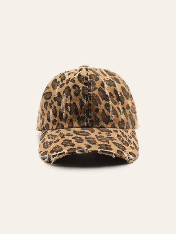 Distressed Leopard Print Hat sold by COMMENSE