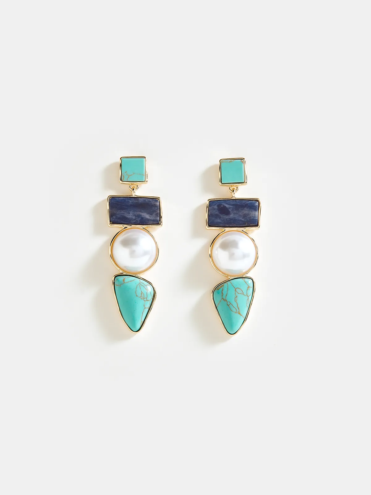 Layered Geometric Pearl Earrings sold by COMMENSE