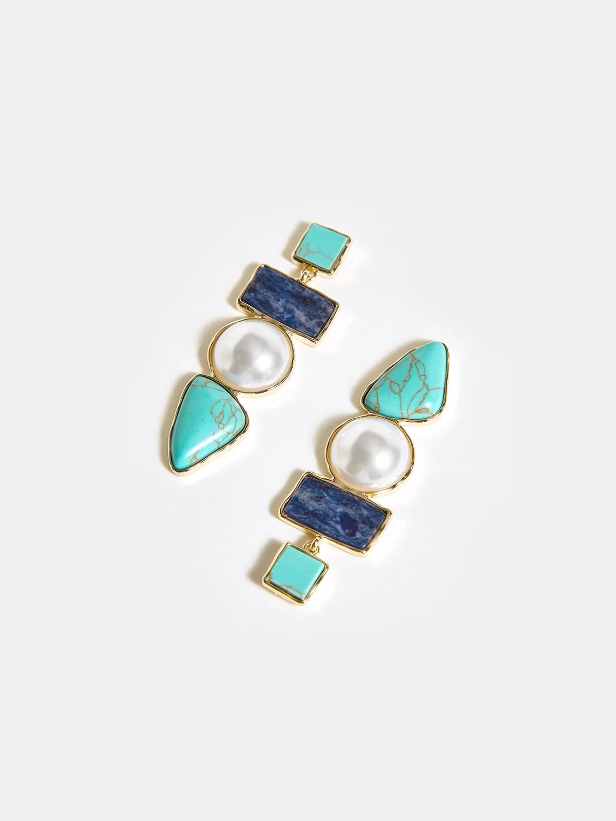 Layered Geometric Pearl Earrings sold by COMMENSE product image thumbnail 3