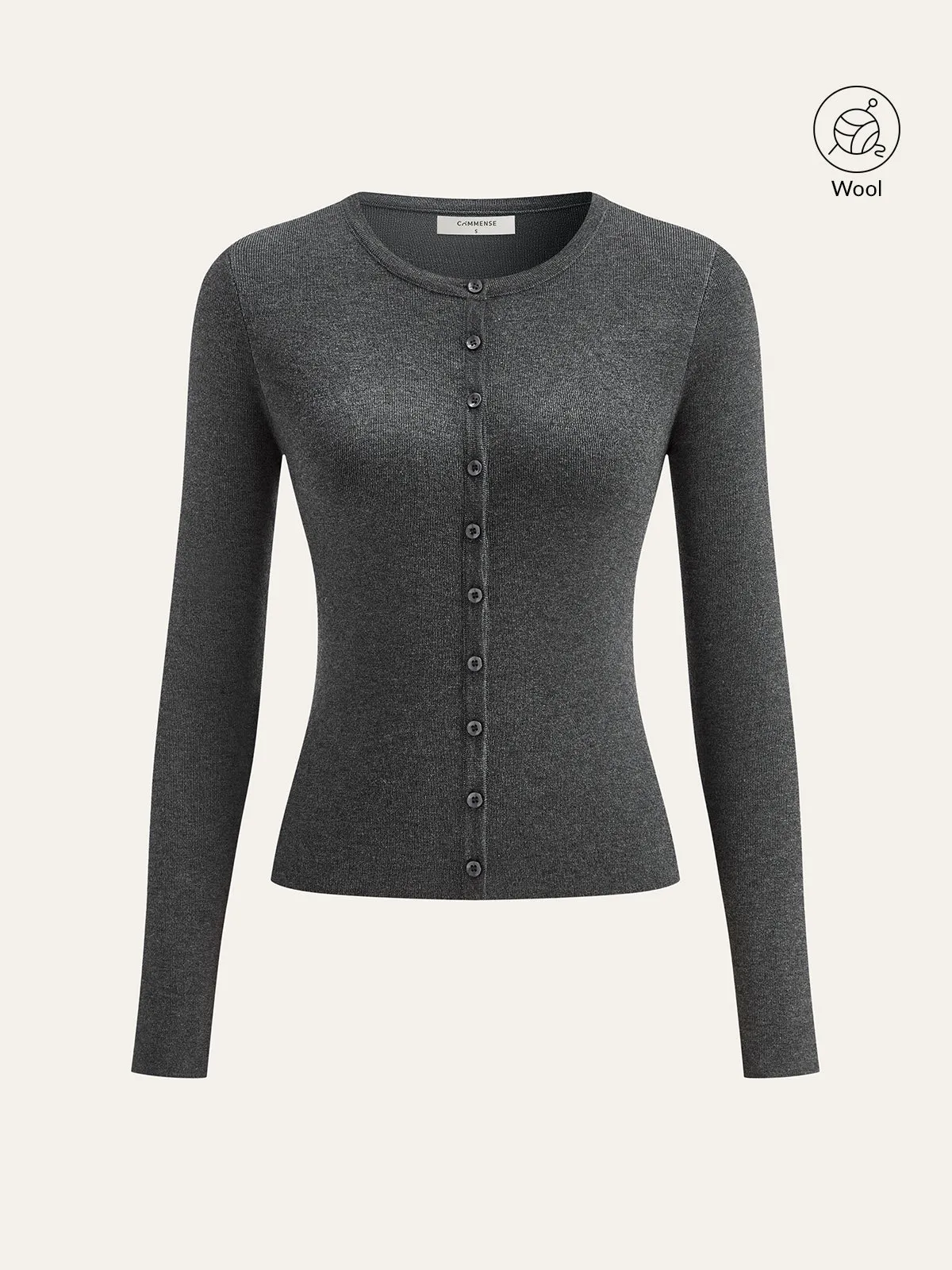 Wool Blend Fitted Button Knit Top sold by COMMENSE