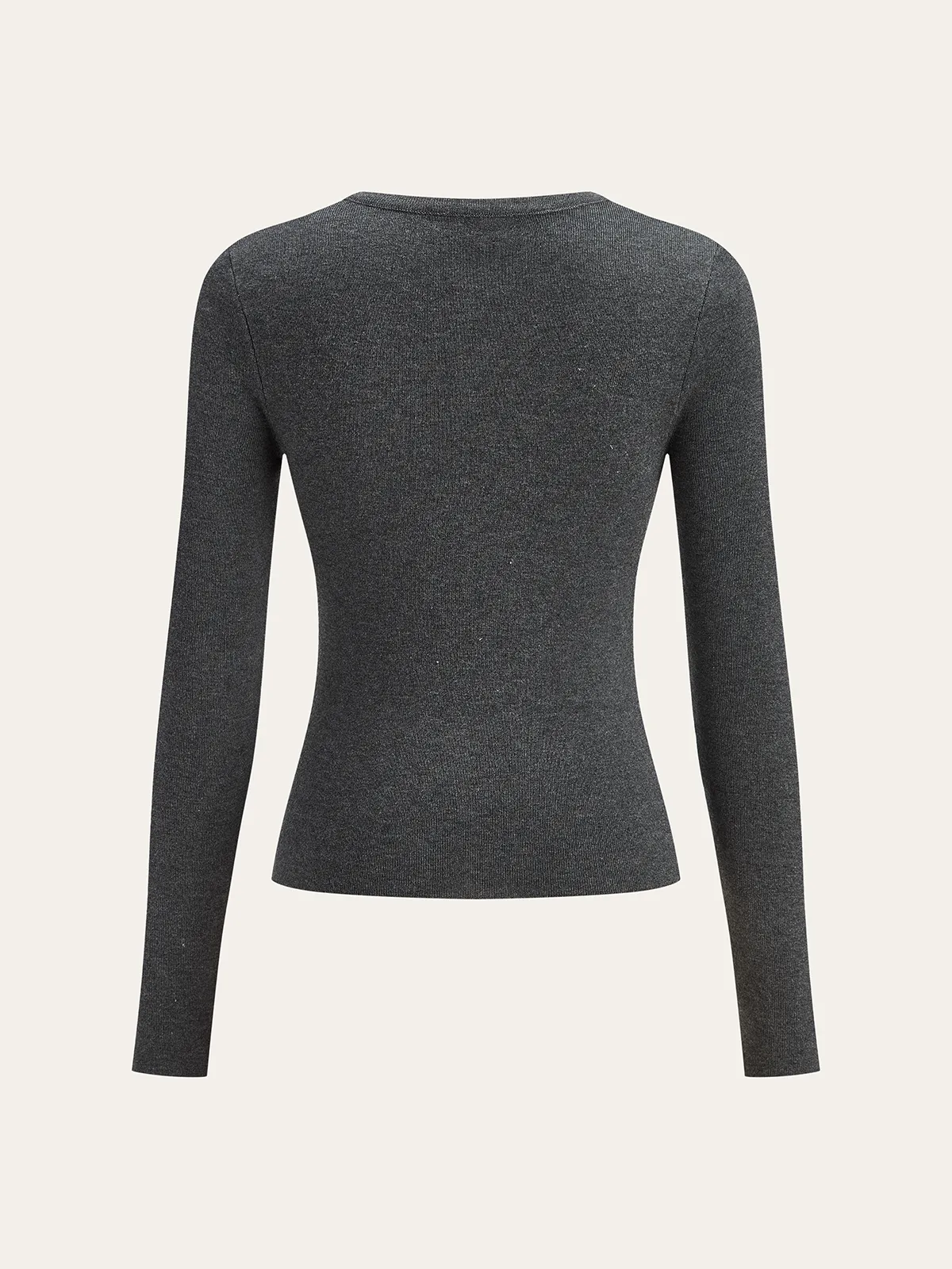Wool Blend Fitted Button Knit Top sold by COMMENSE product image thumbnail 2
