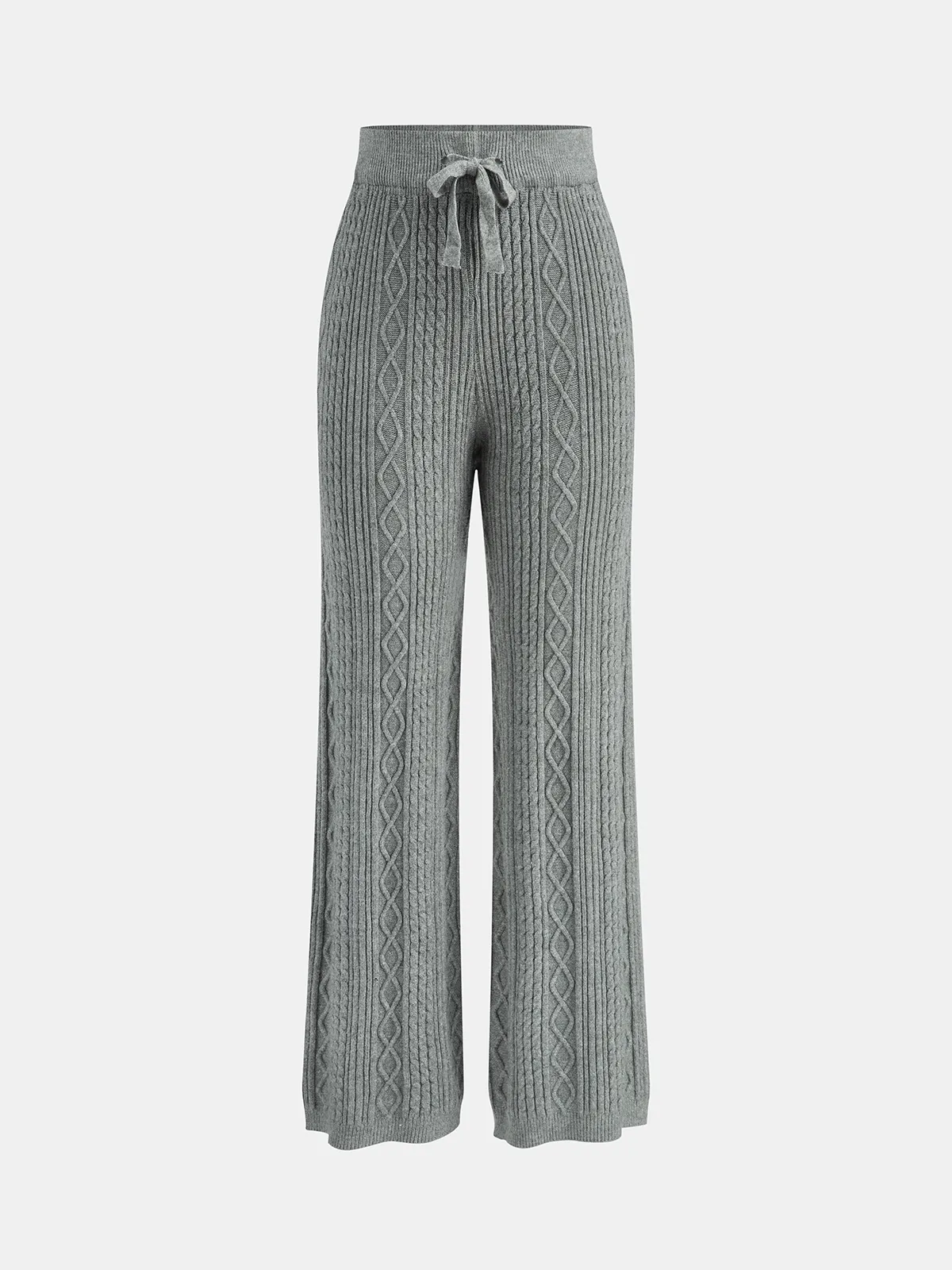 Cable Knit Mid-Waist Drawstring Pants sold by COMMENSE