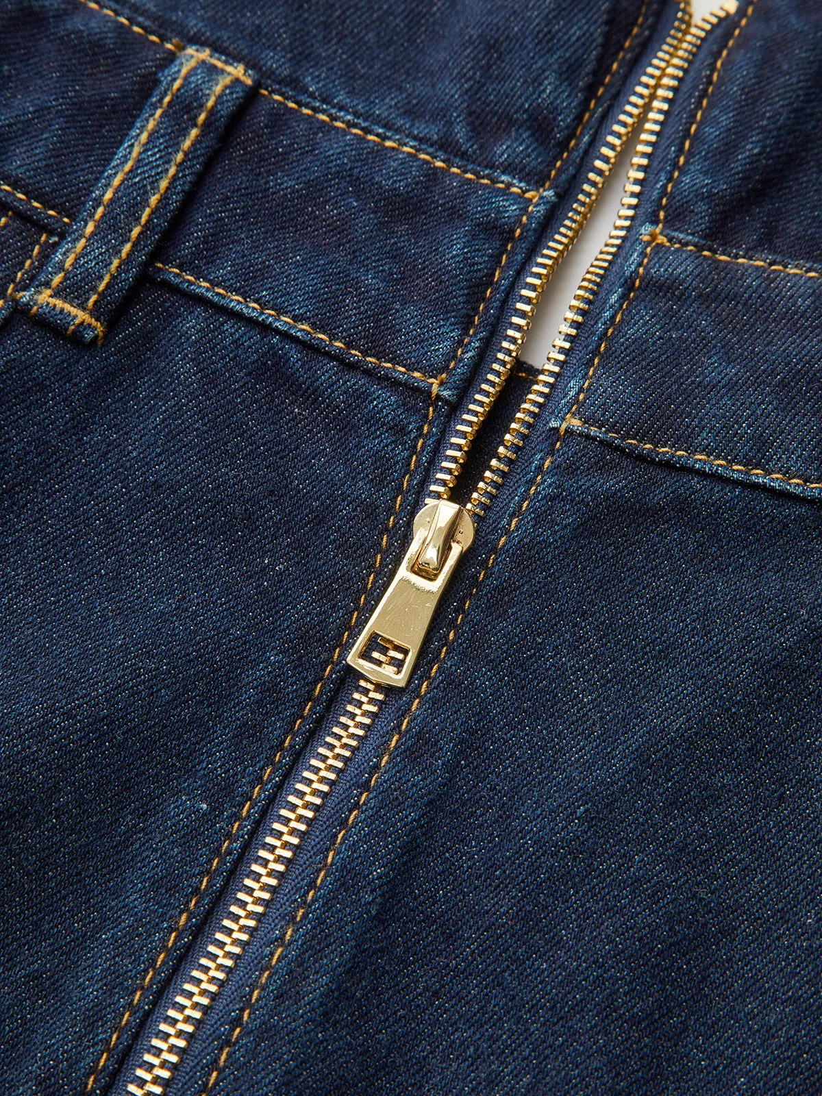 Denim High-Waist Flared Skirt sold by COMMENSE product image thumbnail 5