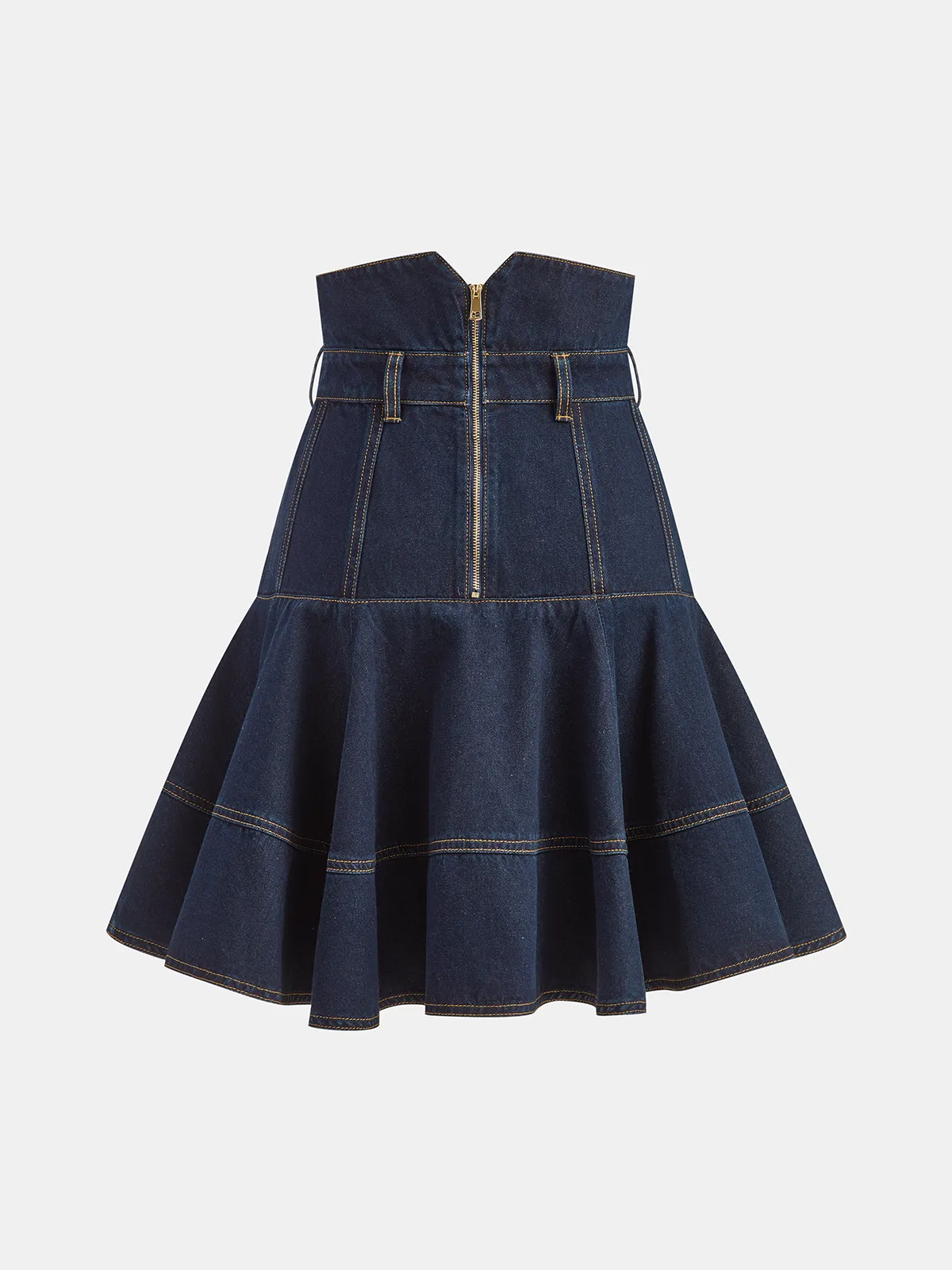 Denim High-Waist Flared Skirt sold by COMMENSE product image thumbnail 3
