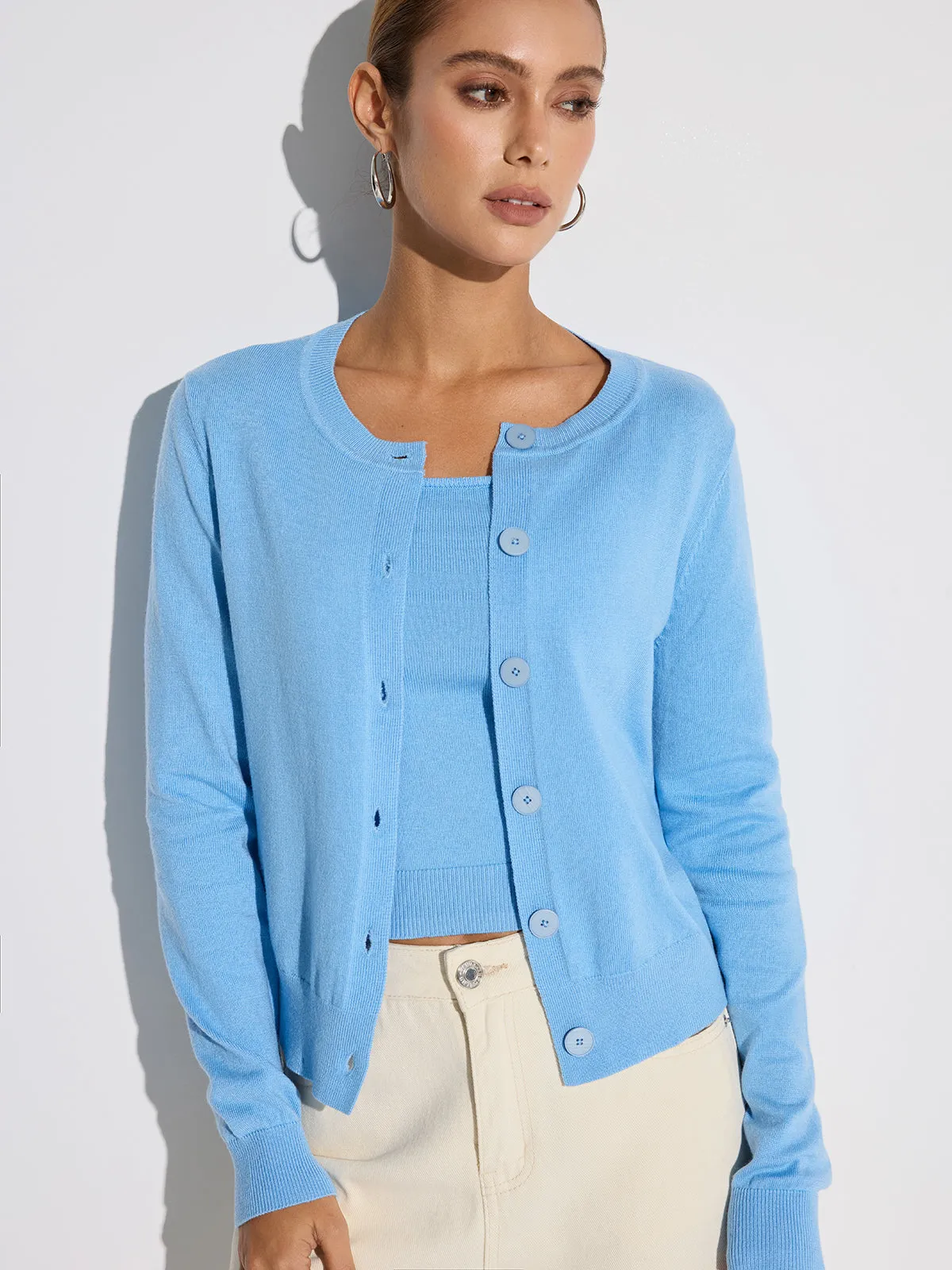 Wool Blend Tank & Cardigan Two-Piece Set sold by COMMENSE product image thumbnail 4