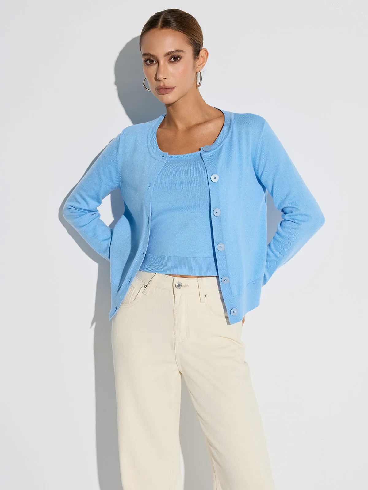 Wool Blend Tank & Cardigan Two-Piece Set sold by COMMENSE product image thumbnail 2