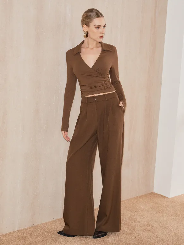 Mid-Waist Wide-Leg Pants sold by COMMENSE