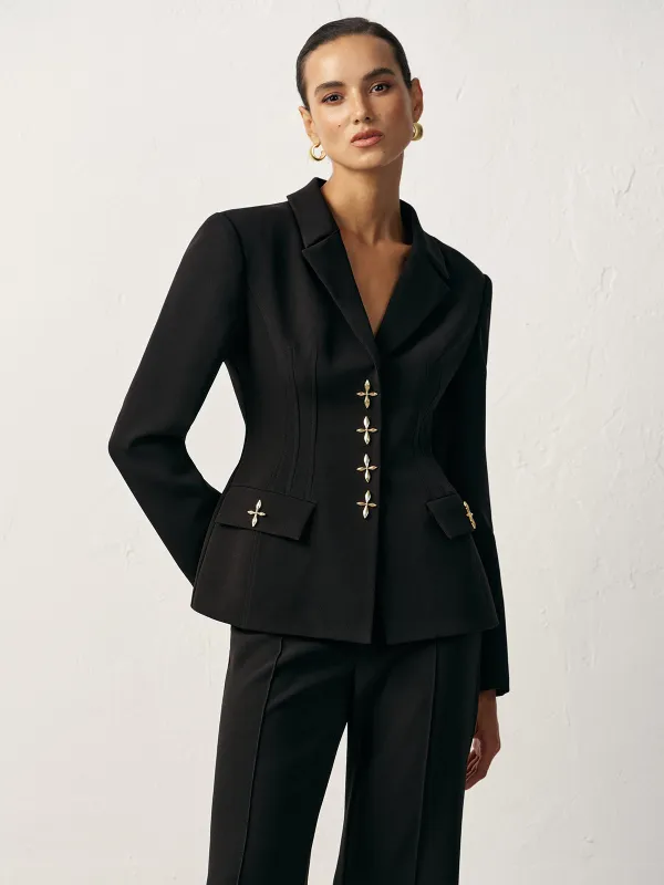 Cross-Shaped Button Blazer sold by COMMENSE