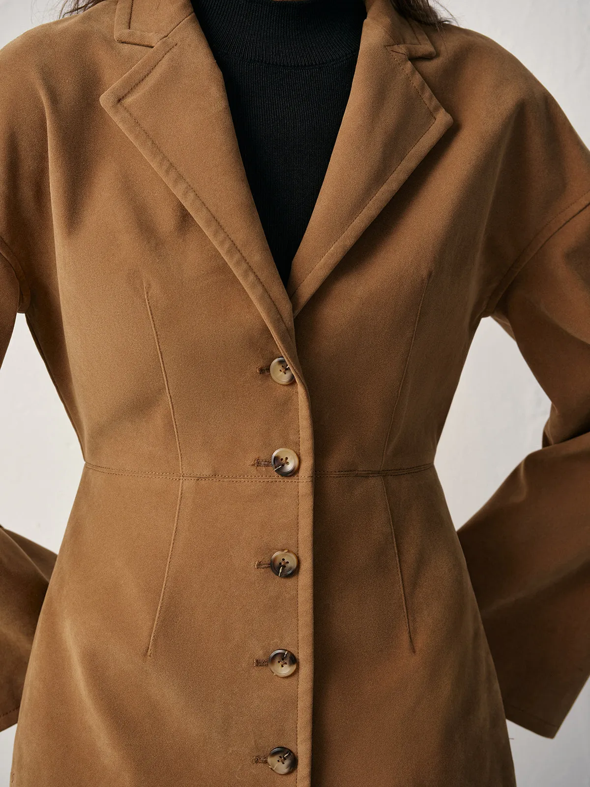 Flared Sleeve Suede Blazer sold by COMMENSE product image thumbnail 4