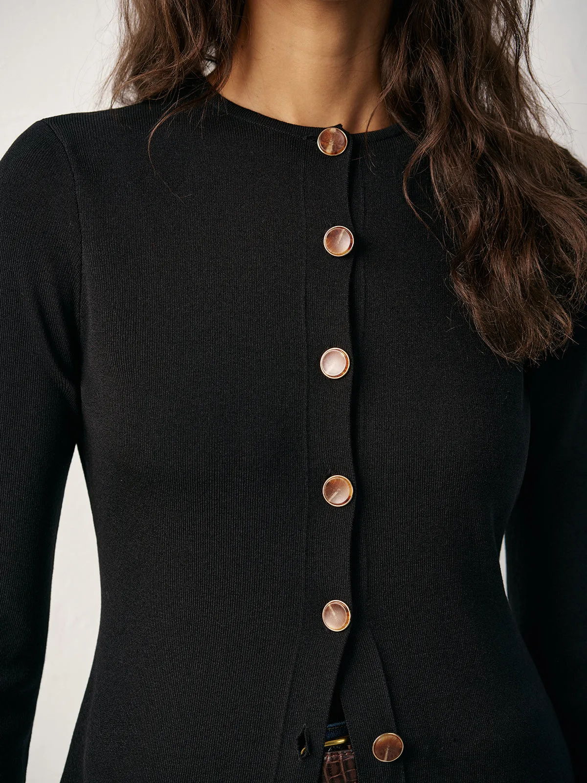 Button-Front Maxi Knit Cardigan Dress sold by COMMENSE product image thumbnail 4