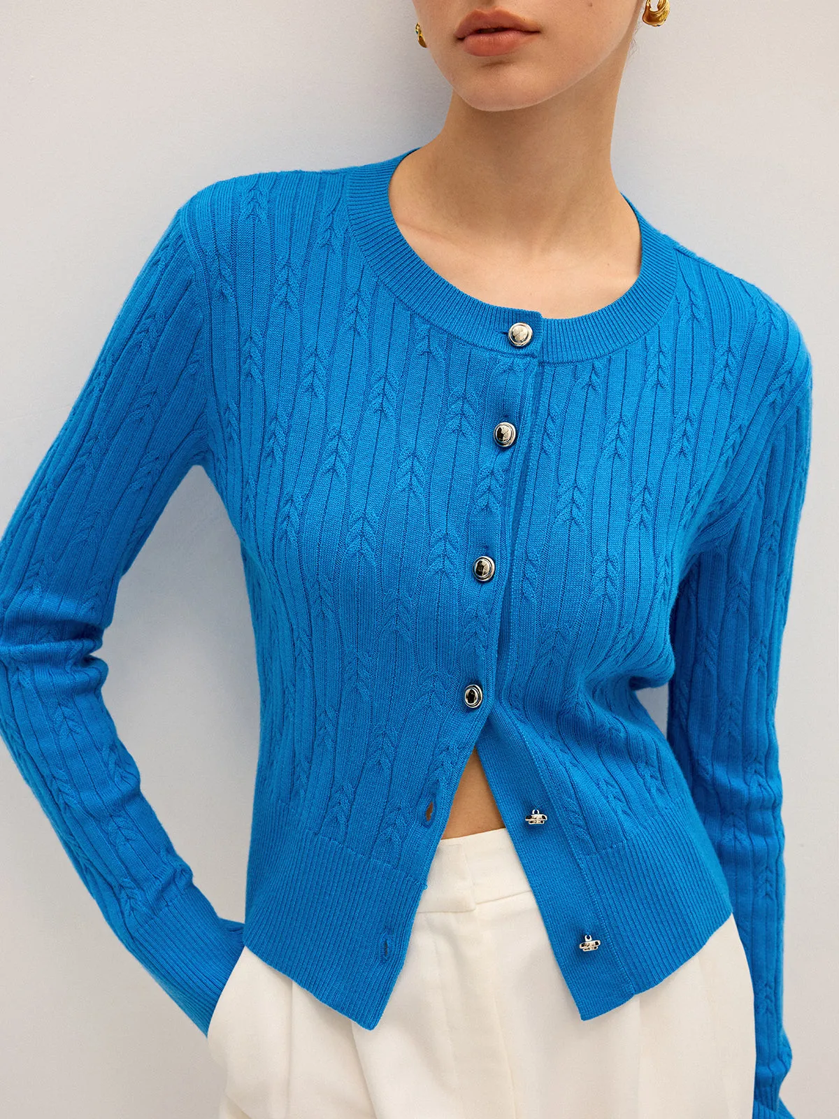 Cable Knit Wool Blend Cardigan sold by COMMENSE product image thumbnail 3